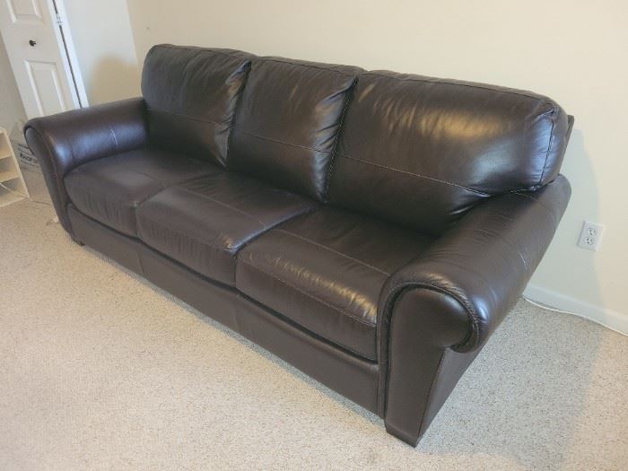 $350.00, New dark brown leather sofa, excellent condition
