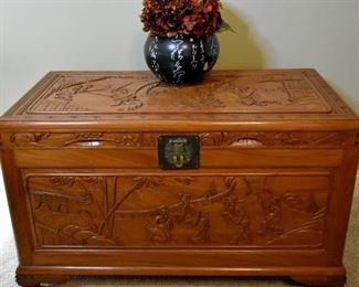 Wooden chest, Asian motif
