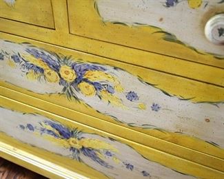 Yellow dresser/chest of drawers, detail