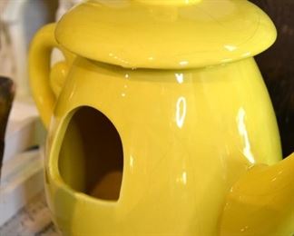 yellow teapot birdhouse