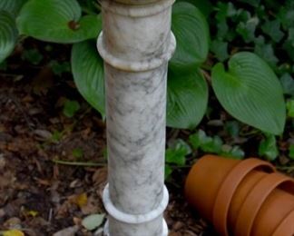 marble stand, terracotta pots