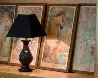 four seasons art, wooden lamp