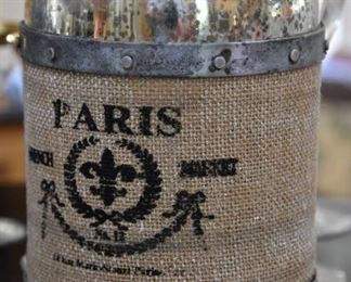 silver mercury and canvas PARIS bottle