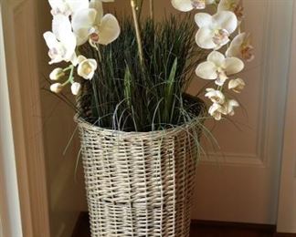 woven basket, faux orchids