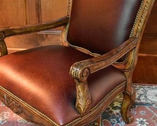 leather office chair, rug