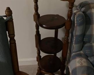 Vintage hand painted wooden tiered stand