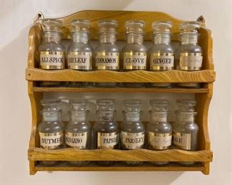 Vintage spice rack & jars