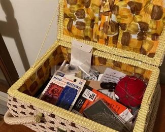 Vintage sewing box w/notions