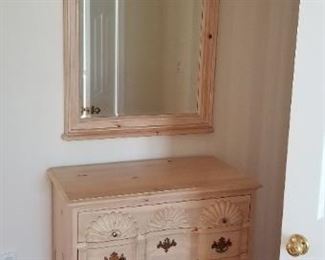 Solid wood dresser with matching mirror