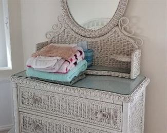 Great wicker dresser with mirror