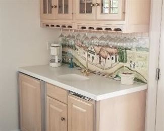 Wet bar with Scotsman ice maker & Sub-Zero mini fridge