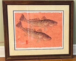 9.   Jim Roberts • Asian motif Red Fish • 33"x28" • $70