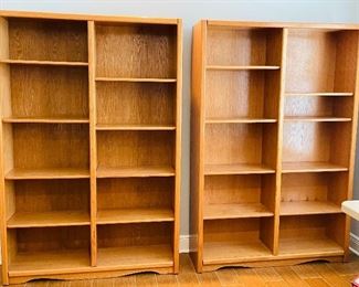12.   Modern office shelves • oak • 48"w 72"h 12"d • $110 each