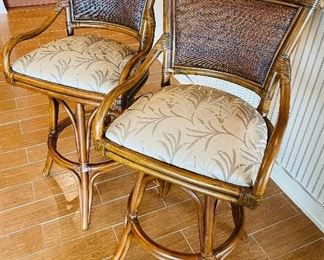 18.    Bamboo tropical barstools • sold as pair • 41"H x 24"W x 24"D • $150