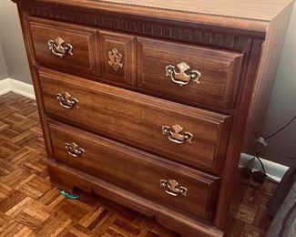 1.   Three drawer traditional chest • 31"Hx30"Wx18"D • $90