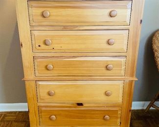 2.   Broyhill white pine 5 drawer chest • 48"Hx36"Wx18"D • $150 