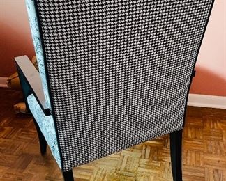 6.   Modern b/w floral and houndstooth arm chair • 40"Hx26"Wx24"D • $125
