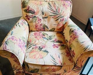 10.   Tropical print club chairs by Rowe Furniture  • sold as pair • 33"Hx38"Wx42"D • $295