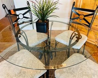 20.  Tuscan Dinette • glass/metal • Table: 30"H / 40"across. Chair: 40"Hx19"Wx24"D • $240