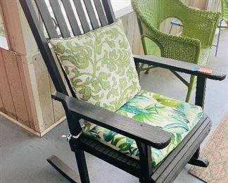 37.  Black rocking chair with padded seat • 46"Hx28"Wx31"D • $56