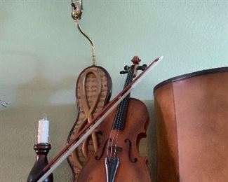 Violin Lamp with Drum Head Shade