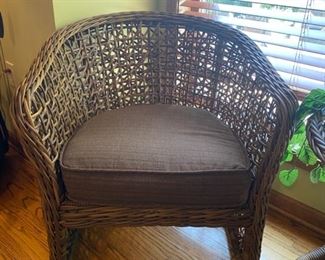 3PC Rattan/Wicker Bistro Set - 30"H x 27"W x 29"D (Chairs) + 25"H x 22"R (Table) - $150