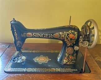 Antique Singer 66 Red Eye Sewing Machine & 7-Drawer Treadle Cabinet- 31"H x 37"W x 17.5"D - $280  