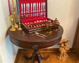 Original Rogers Silverware & Antique Drum Table
