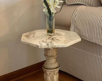 Marble Accent Pedestal Table 