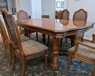Dining Table with 2 Leaves & 6 Chairs