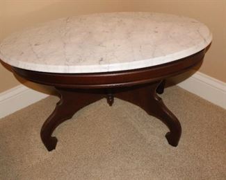 Marble top walnut table