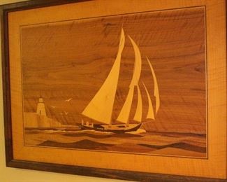 Wood sailing ship picture - with certificate