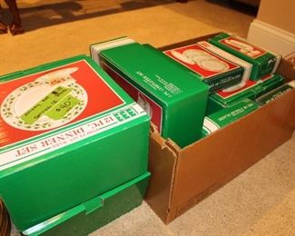 Holiday dish set - service for 12.  In boxes