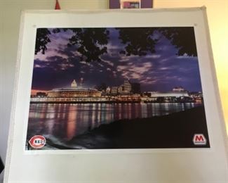 Cincinnati Reds stadium print sponsored by Marathon Oil. 