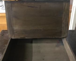 Old desk top, ink well and pencil/brush holder. 