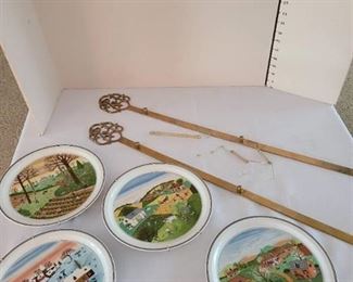 Assorted decorative plates with wall hangers