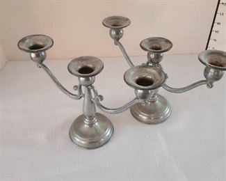 Triple Pewter candlesticks