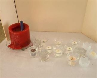 Assorted candles and holders