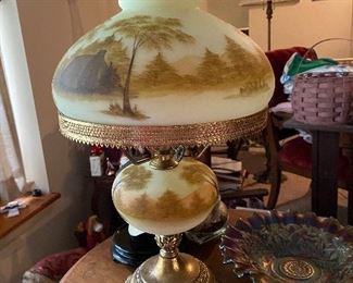 Painted Fenton lamp