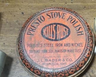 Vintage Presto Stove Polish Tin 