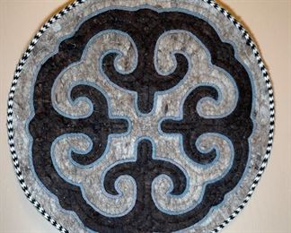 Handmade Traditional Mongolian Felt Tapestry Mat 27in Diameter