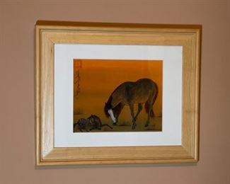 *Original* Art Mongolian Horse on Silk Painting 14.25x17.25in