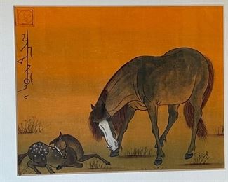 *Original* Art Mongolian Horse on Silk Painting 14.25x17.25in