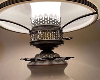 2pc Hand Painted Parlor/Hurricane Lamps Gone With The Wind 28in H x 14in diameter