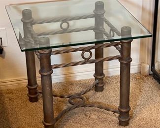 Iron & Glass End Table Single 22x24x24in HxWxD