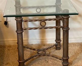 Iron & Glass End Table Single 22x24x24in HxWxD