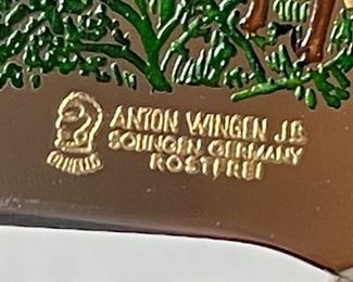 17pc Stag hand carved Anton Wingen Jr Othello German Carving Knife & Cutlery Set Dimensions: 2x18.25x10.25in HxWxD