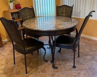 Granite Tile Dining Table & 4 Chairs 30 inches high by 45.5 inches diameter