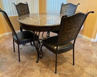 Granite Tile Dining Table & 4 Chairs 30 inches high by 45.5 inches diameter