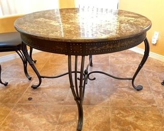 Granite Tile Dining Table & 4 Chairs 30 inches high by 45.5 inches diameter